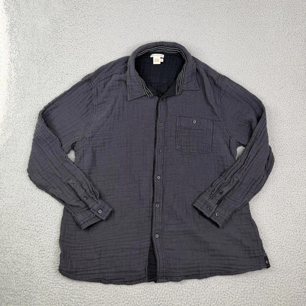 Carbon 2 Cobalt Button Up Charcoal Gray Cotton Gauze Flannel Shirt Men's XL